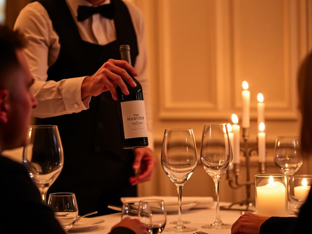Sommelier presenting wine to guests